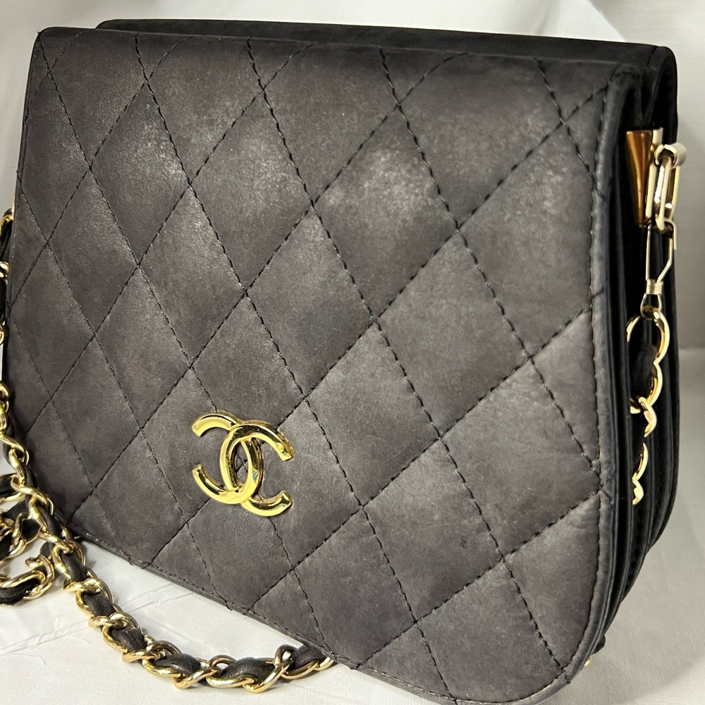 Chanel suede double flap bag